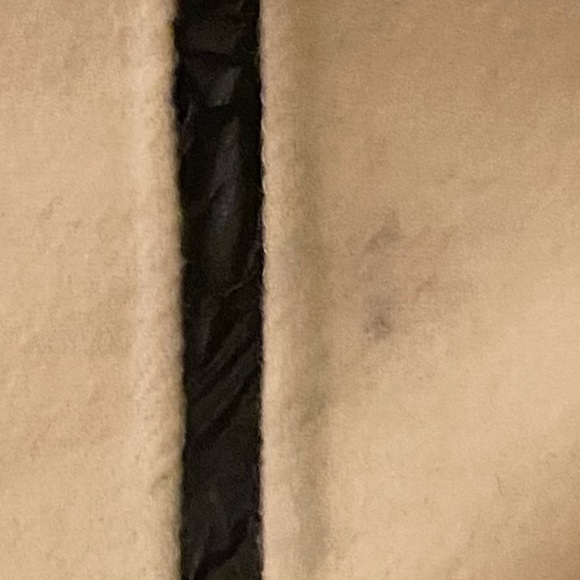 Vince Cream Wool blend Coat faux Leather black piping sz Large - Picture 13 of 14